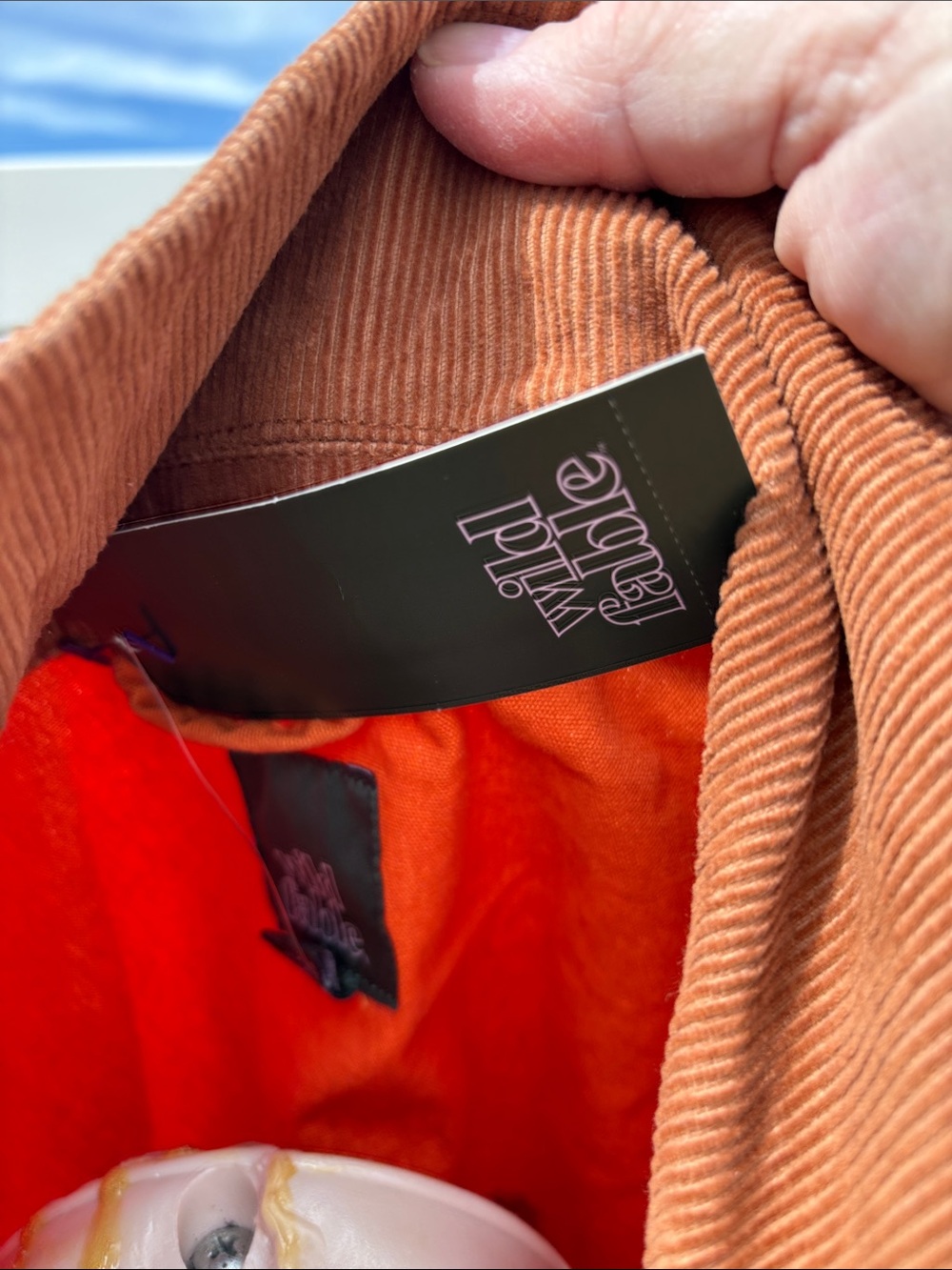 Orange Canvas Cropped Jacket NWT, Size S, Corduroy Collar - Picture 3 of 4